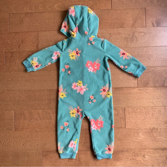 3/$10 CARTERS Toddler girl fleece jumpsuit floral 18m - Picture 4 of 4